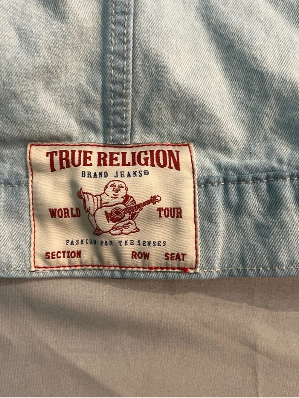 Y2K True Religion Mens Jesse Single Needle Denim Jacket L 108073 Light Wash Jean